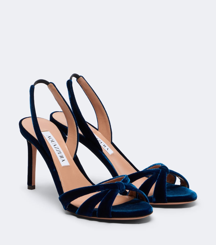 Aquazzura Tati velvet slingback sandals (Blue) - High-Heel Sandals