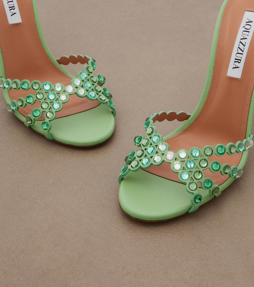 Aquazzura Tequila embellished leather sandals (Green) - Heeled Sandals