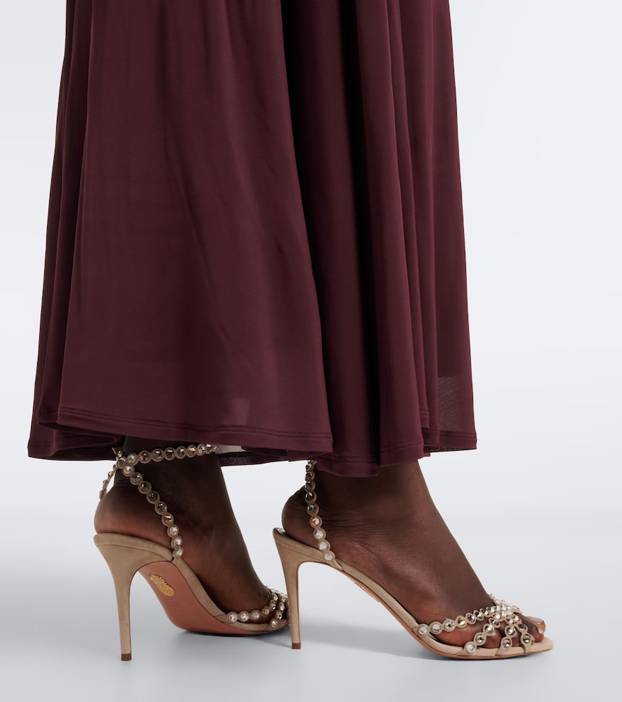 Grey Aquazzura Tequila embellished suede sandals - Heeled Sandals