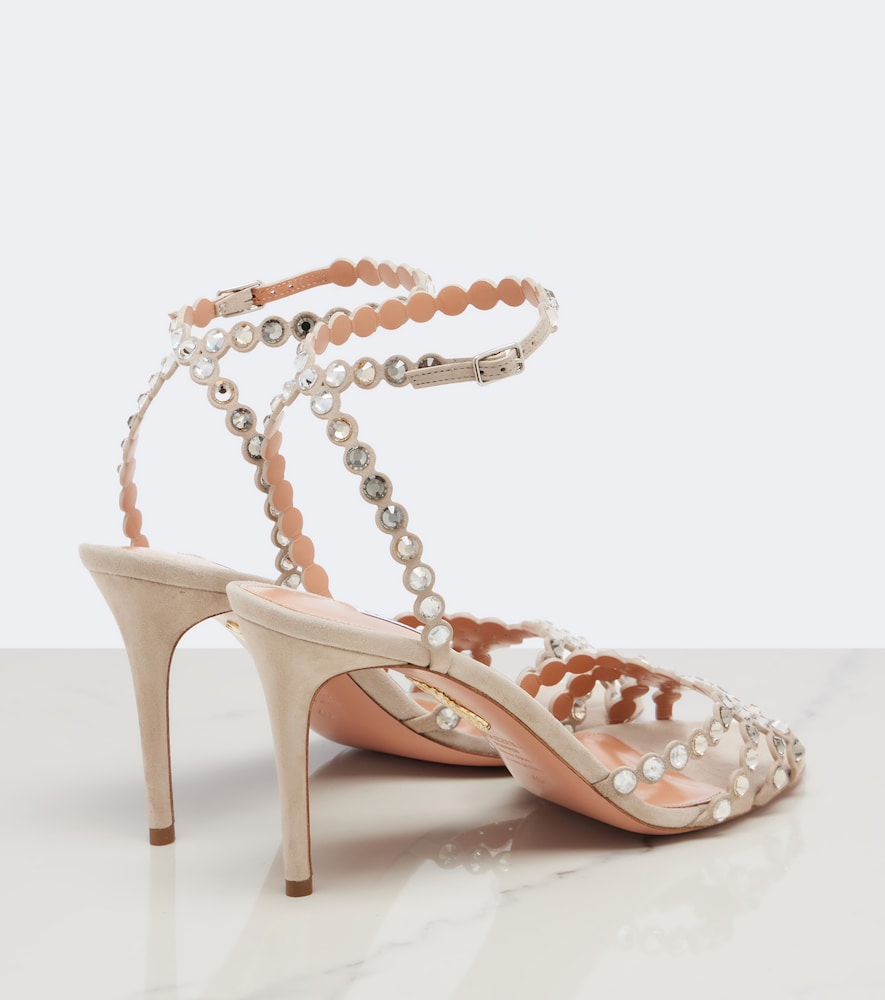 Grey Aquazzura Tequila embellished suede sandals - Heeled Sandals