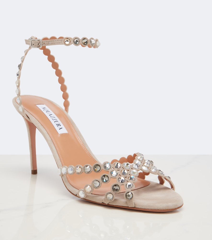 Grey Aquazzura Tequila embellished suede sandals - Heeled Sandals