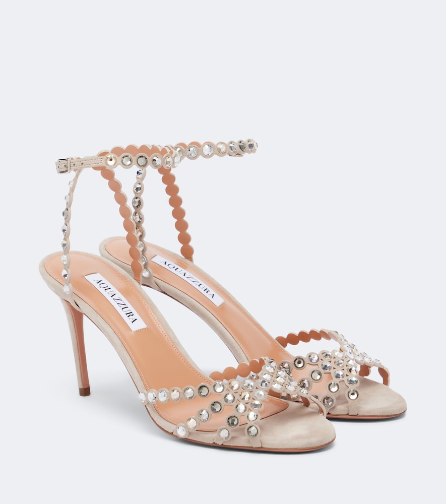 Grey Aquazzura Tequila embellished suede sandals - Heeled Sandals