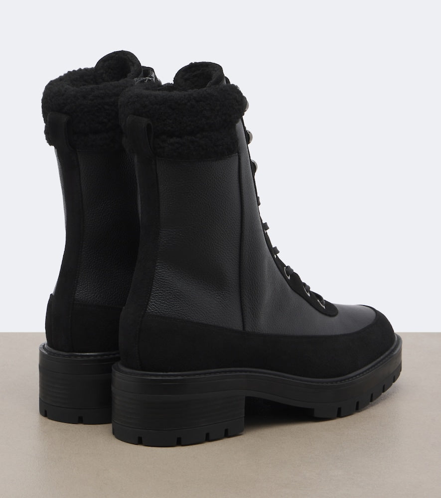 Aquazzura Very Cortina leather lace-up boots (Black) - Flat Boots