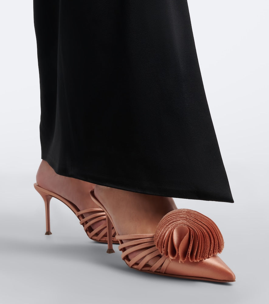 Pink Aquazzura Wild Bloom floral-applique satin mules - Mid Heel Pumps