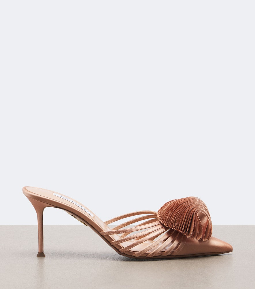 Pink Aquazzura Wild Bloom floral-applique satin mules - Mid Heel Pumps