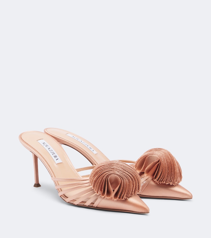 Pink Aquazzura Wild Bloom floral-applique satin mules - Mid Heel Pumps