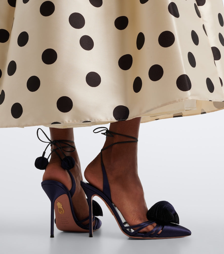 Aquazzura Wild Bloom satin pumps (Blue) - High-Heel Pumps