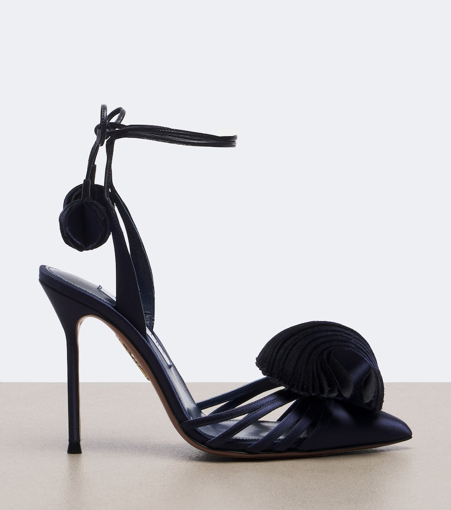 Aquazzura Wild Bloom satin pumps (Blue) - High-Heel Pumps