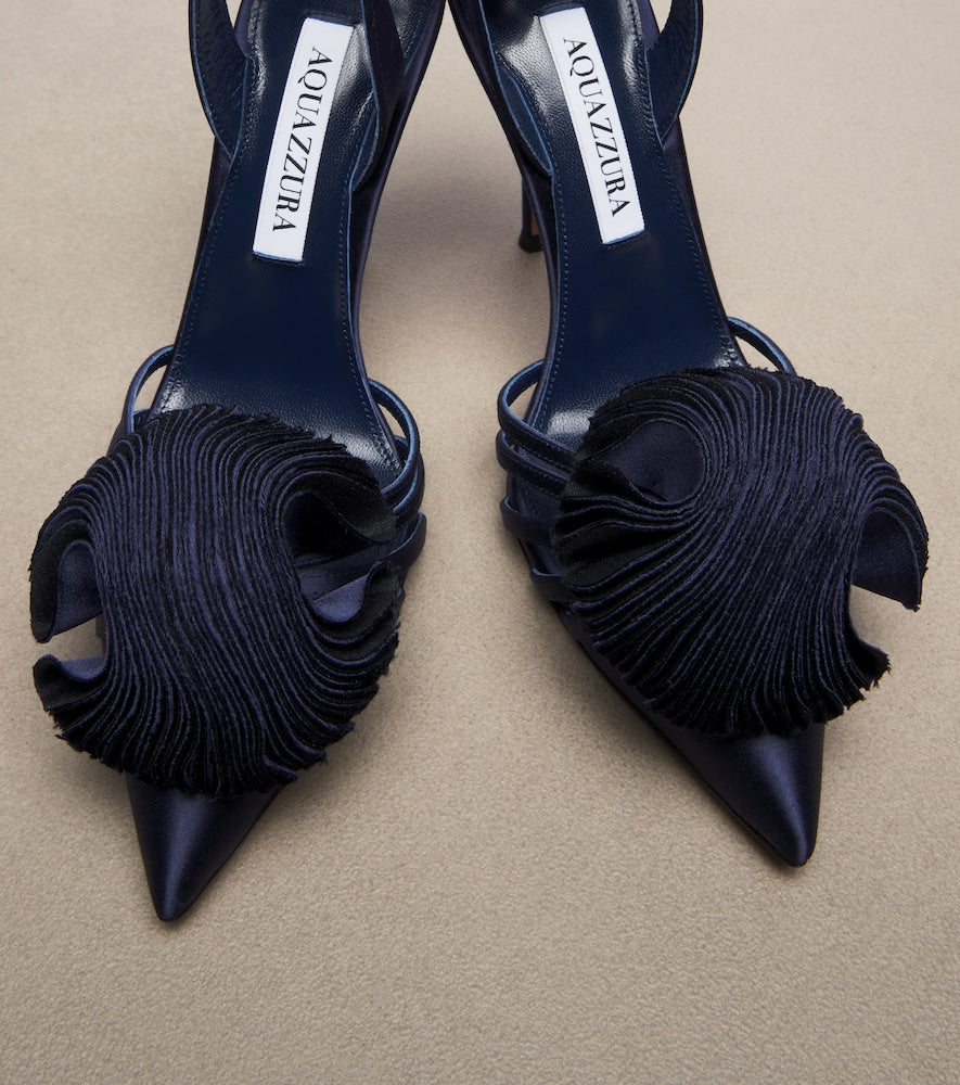 Aquazzura Wild Bloom satin pumps (Blue) - High-Heel Pumps