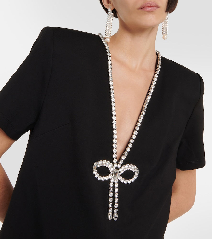 Area Crystal bow jersey t-shirt dress
