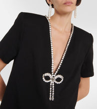 Area Crystal bow jersey t-shirt dress