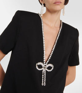 Area Crystal bow jersey t-shirt dress