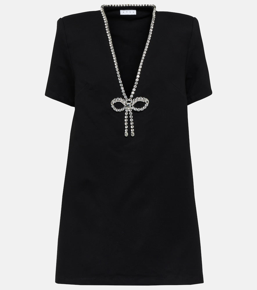 Area Crystal bow jersey t-shirt dress. Area Crystal 蝴蝶结针织T恤裙