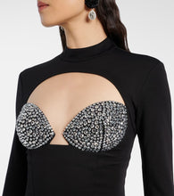Area Embellished cutout ponte jersey minidress