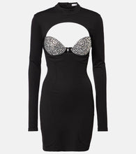 Area Embellished cutout ponte jersey minidress