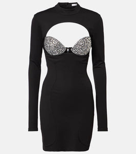 Area Embellished cutout ponte jersey minidress