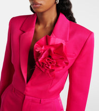 Area Floral-appliqu√É¬© cropped wool blazer