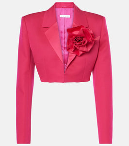 Area Floral-appliqu√É¬© cropped wool blazer