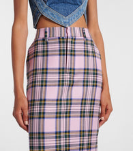 Area Plaid wool midi skirt