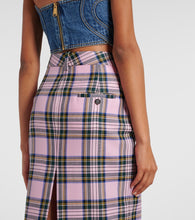 Area Plaid wool midi skirt