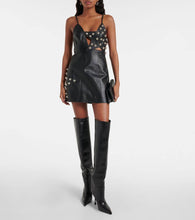 Area Studded leather minidress