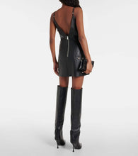 Area Studded leather minidress