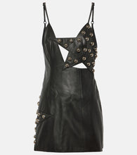 Area Studded leather minidress