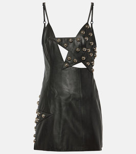 Area Studded leather minidress