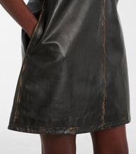 Area Studded leather shirt dress