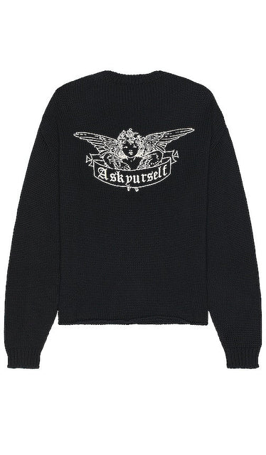 Askyurself Angel Cropped Chunky Knit Sweater in Black - Askyurself Angel - Pull court en grosse maille noir - Askyurself Angel 黑色短款粗针织毛衣 - Askyurself Angel Kurzer Grobstrickpullover in Schwarz - Askyurself 엔젤 크롭 청키 니트 스웨터블랙 색상 - Askyurself Angel Maglione corto lavorato a maglia grossa in nero