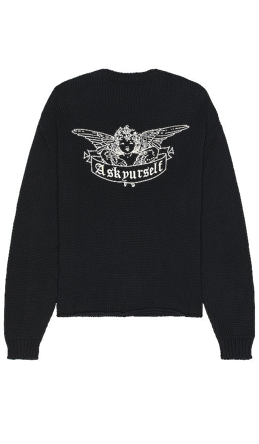 Askyurself Angel Cropped Chunky Knit Sweater in Black - Askyurself Angel - Pull court en grosse maille noir - Askyurself Angel 黑色短款粗针织毛衣 - Askyurself Angel Kurzer Grobstrickpullover in Schwarz - Askyurself 엔젤 크롭 청키 니트 스웨터블랙 색상 - Askyurself Angel Maglione corto lavorato a maglia grossa in nero