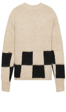 Askyurself Brushed Checkered Knit Sweater in Beige