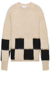 Askyurself Brushed Checkered Knit Sweater in Beige - Pull en maille à carreaux brossé Askyurself en beige - Askyurself 米色拉绒格纹针织毛衣 - Askyurself gebürsteter karierter Strickpullover in Beige - Askyurself 브러쉬드 체크 니트 스웨터베이지 색상 - Maglione in maglia a quadri spazzolato Askyurself in beige