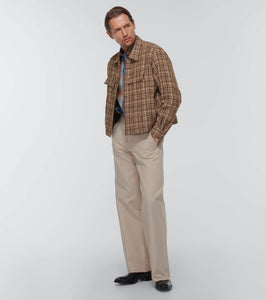 Auralee Checked linen and silk blouson jacket