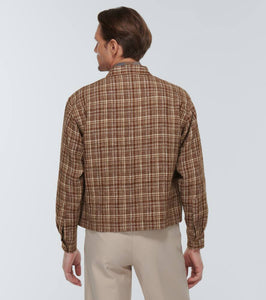 Auralee Checked linen and silk blouson jacket