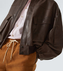 Auralee Leather bomber jacket