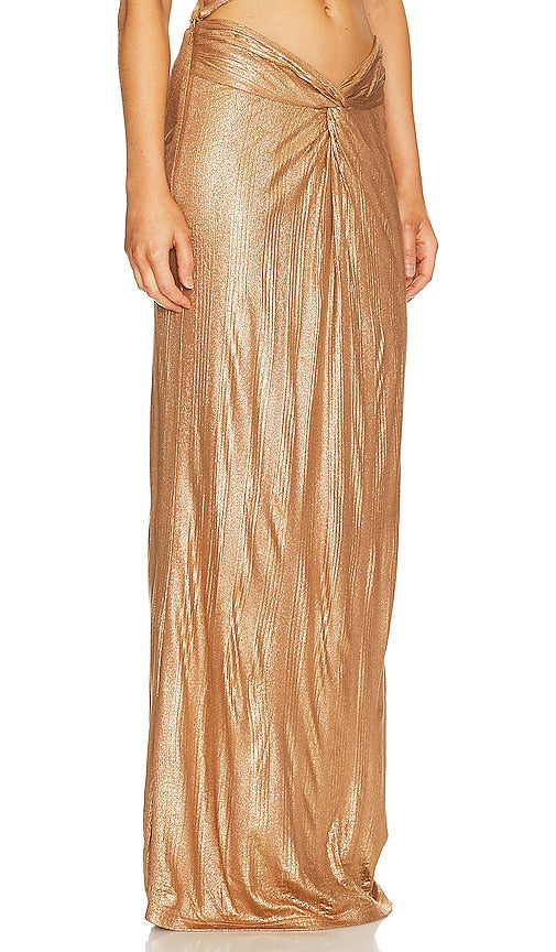 Auteur Uma Twisted Skirt in Metallic Gold