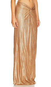 Auteur Uma Twisted Skirt in Metallic Gold