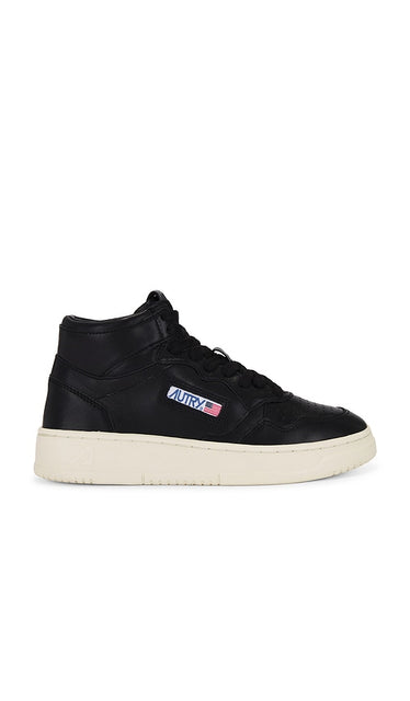 Autry Medalist Mid Sneaker in Black | Goat & Goat Black High Top Sneakers for Women