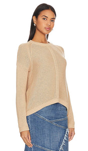 Autumn Cashmere Open Stitch Crew Neck in Tan