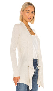 Autumn Cashmere Rib Drape Cardigan in Light Gray