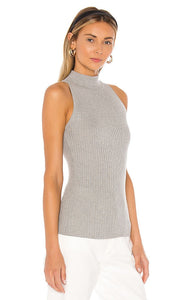 Autumn Cashmere Rib Mock Halter in Gray