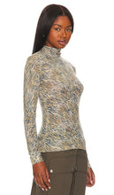 Autumn Cashmere Tiger Print Mock Neck in Beige