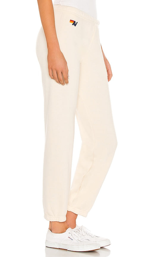 Aviator Nation 5 Stripe Sweatpant in Ivory