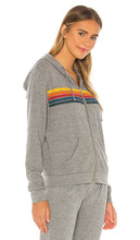 Aviator Nation 5 Stripe Zip Hoodie in Grey