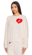 Aviator Nation Bolt Heart Crew Neck Sweatshirt in Cream