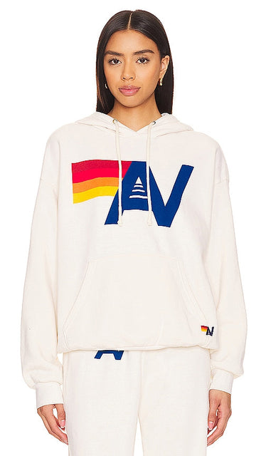Aviator Nation Pullover Logo Hoodie in Ivory - Aviator Nation - Sweat à capuche avec logo en ivoire - 象牙色 Aviator Nation 套头徽标连帽衫 - Aviator Nation Pullover-Hoodie mit Logo in Elfenbein - Aviator Nation 풀오버 로고 후디 - Felpa con cappuccio con logo Aviator Nation in avorio