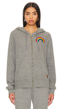 Aviator Nation Rainbow Embroidery Zip Hoodie in Grey