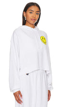 Aviator Nation Smiley 2 Relaxed Cropped Hoodie in White