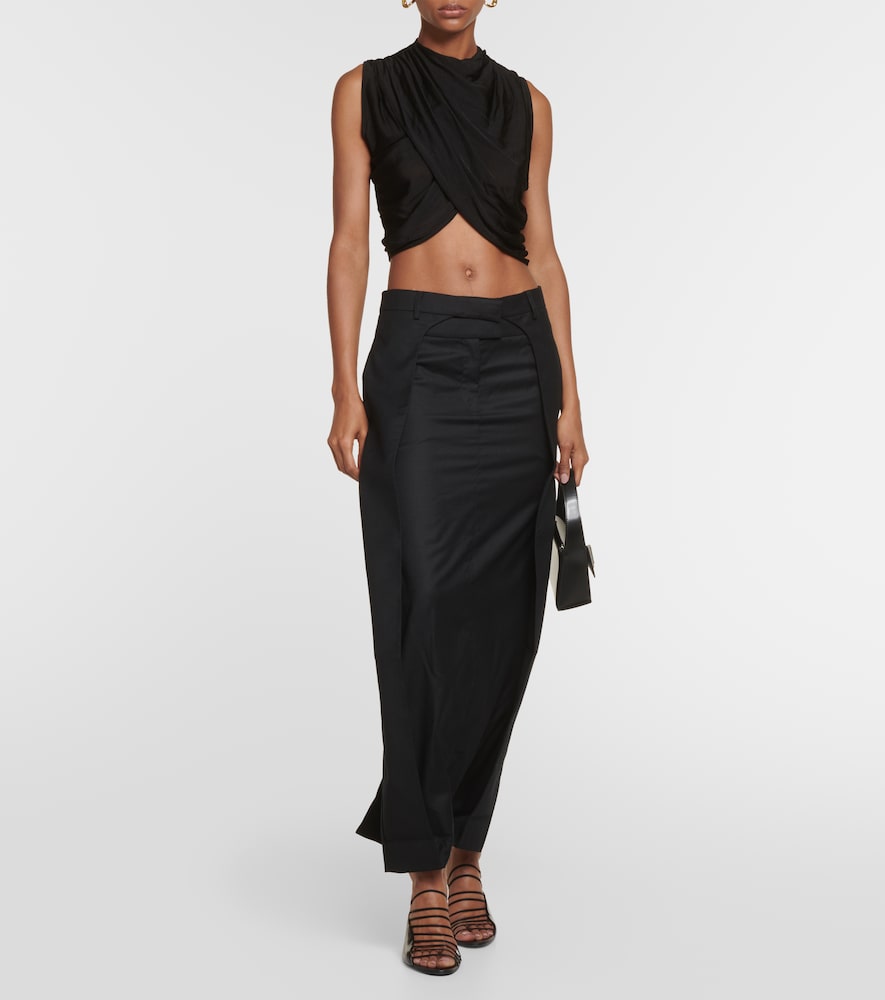 Aya Muse Fera pleated wool maxi skirt